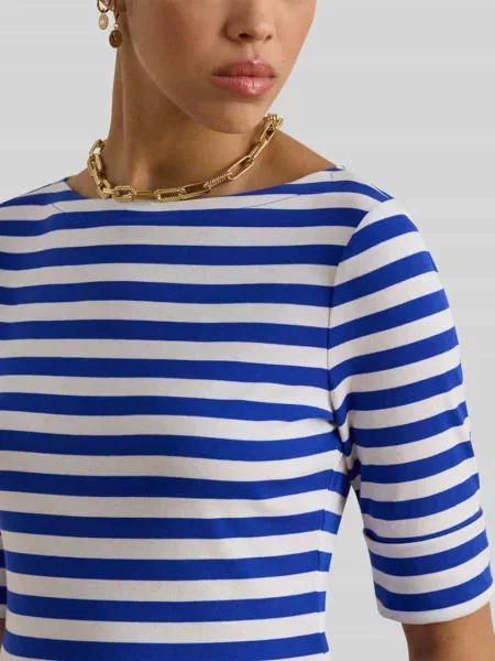T-shirt o kroju slim fit z mieszanki bawełny Lauren Ralph Lauren niebieska