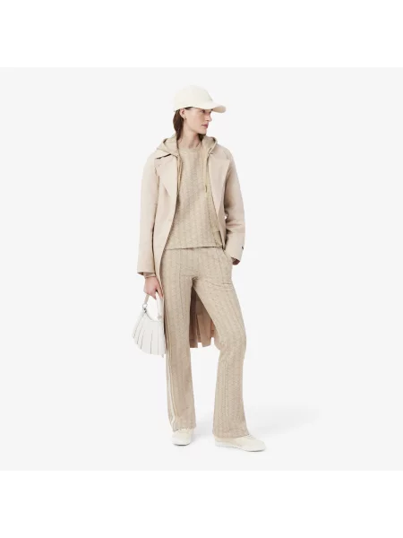 Lacoste Spodnie Dresowe Z Monogramem Flare Fit beżowe