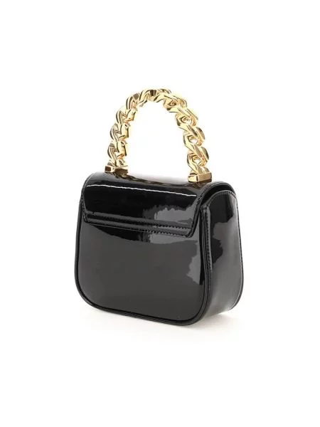 Lakierowana mały torebka skórzana Versace skórzana czarna