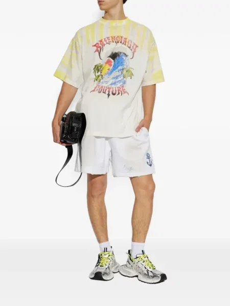 Pantaloni scurți Balenciaga cu imagine alb