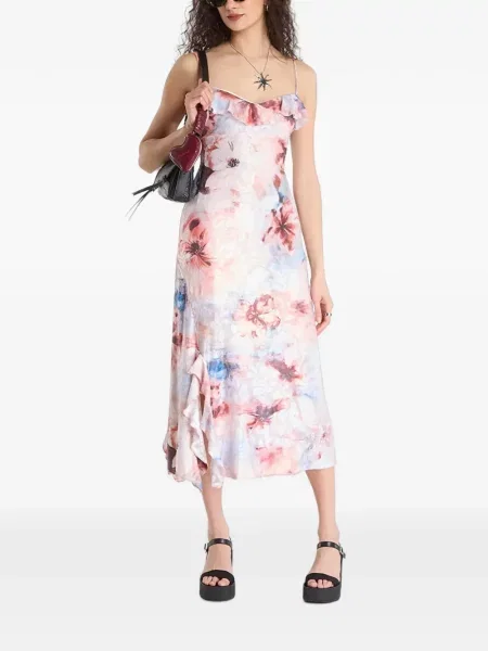 Rochie maxi Desigual cu model floral cu imagine roz