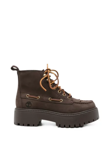 Botine Timberland cu șireturi cu platformă din dantelă maro