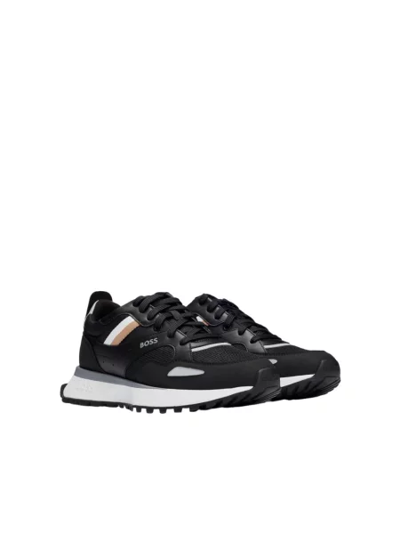 Sneakersy Boss skórzane z logo czarne