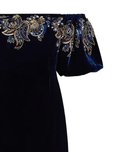 Rochie maxi Etro cu model paisley de costum albastru