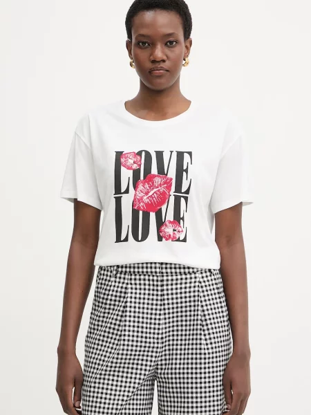 Morgan kratka majica z bombažem bela