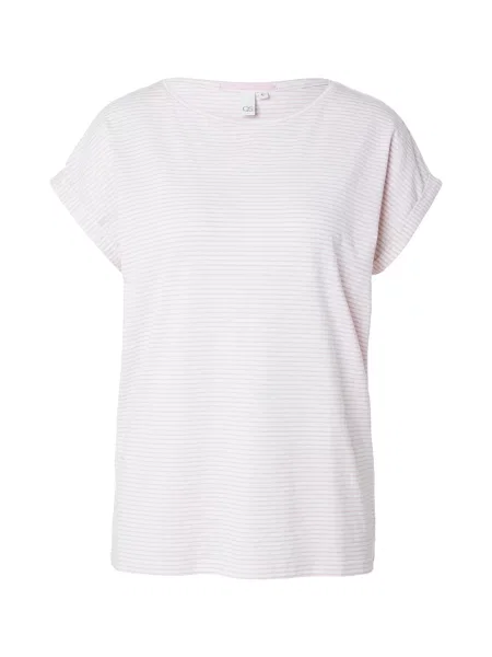 QS Tricou roz pastel alb