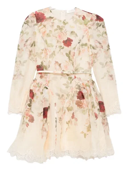 Sukienka mini Zimmermann w kwiatki koronkowa garniturowa