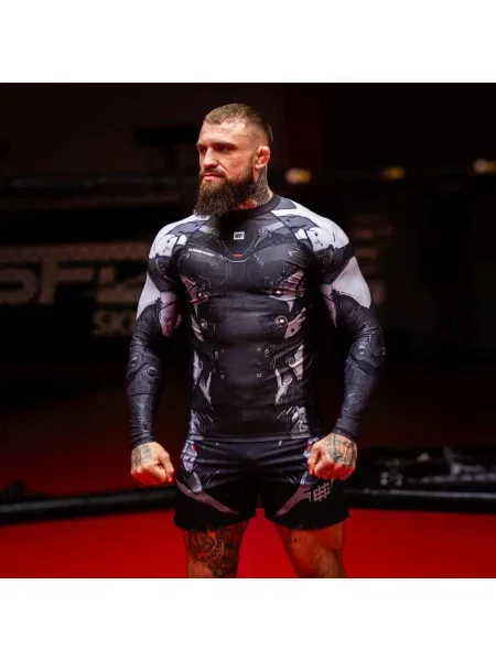 Koszulka sportowa Rashguard do MMA EXTREME HOBBY IRON FORCE biała