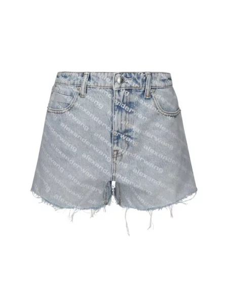 Szorty jeansowe Alexander Wang z autografem niebieskie