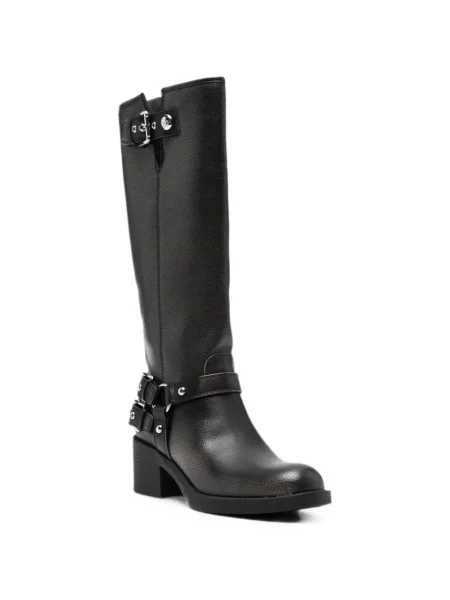 Cizme Guess din piele cu cataramă negru