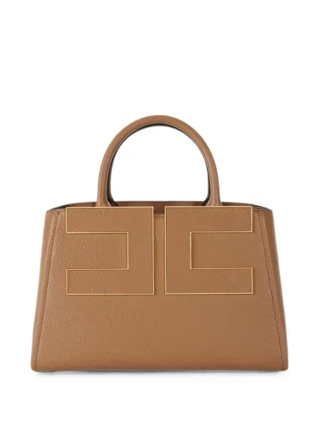 Geantă shopper Elisabetta Franchi cu autograf maro
