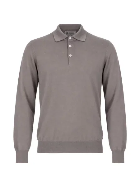 Lung tricou polo Brunello Cucinelli gri