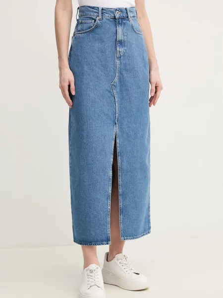 Дънкова пола Pepe Jeans MAXI SKIRT HW среднодълга със стандартна кройка синьо