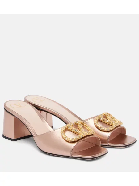 Usnjene mules Valentino Garavani roza