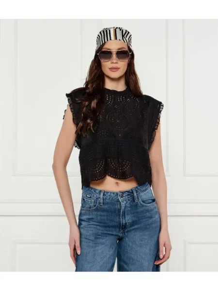 BOSS ORANGE De dantelă bluză C_Bredy | Cropped Fit negru