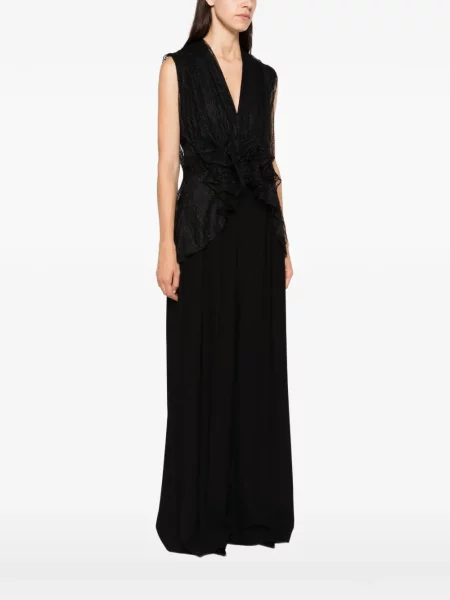 Top Alberta Ferretti cu volane negru