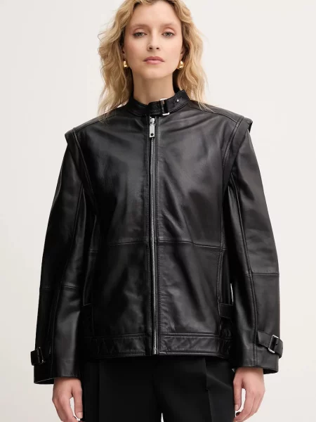 MAX&Co. geacă ramones de piele de tranziție negru