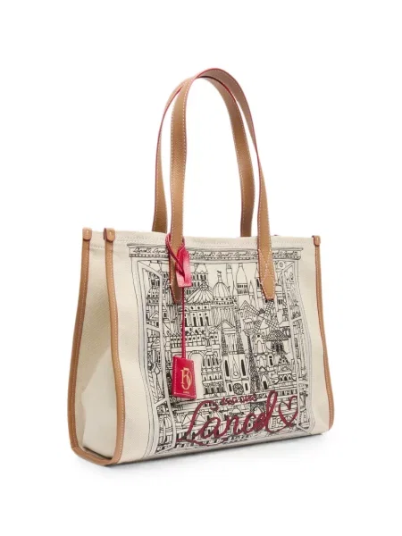 Geantă shopper Lancel cu imagine din canvas