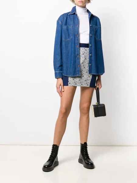 Květinová krajková mini mini sukně Jean Paul Gaultier Pre-owned modrá