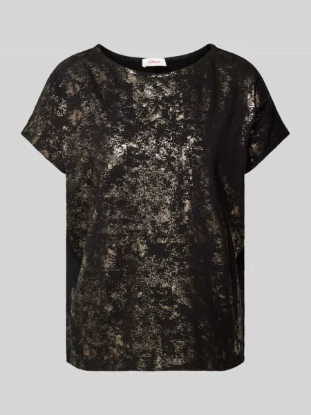 T-shirt o kroju regular fit z wiskozą S.oliver Red Label czarna