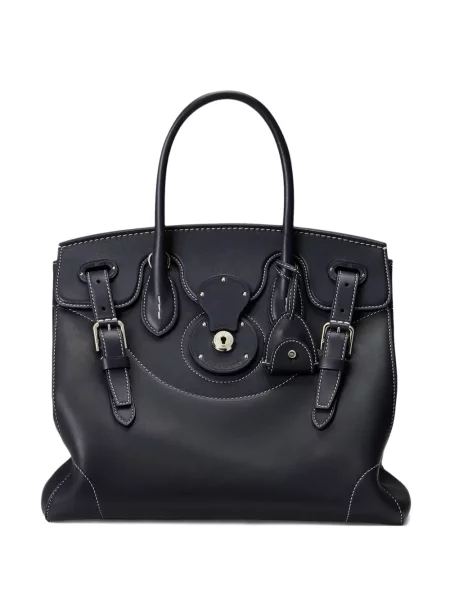 Geanta de piele Ralph Lauren Collection din piele cu cataramă negru