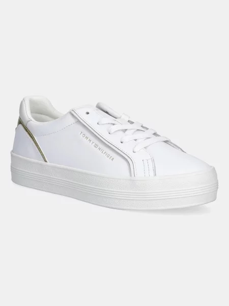 Tommy Hilfiger sneakers din piele ESSENTIAL VULC SNEAKER alb