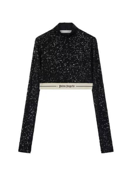 Top Palm Angels cu paiete negru