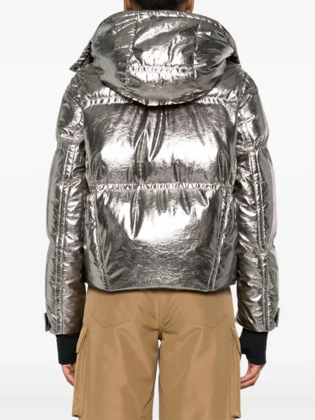 Geacă Moncler Grenoble cu glugă argintiu