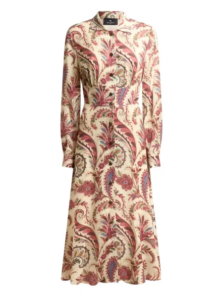 Sukienka koszulowa Etro z nadrukiem z wzorem paisley do kolan