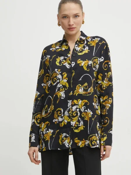 Versace Jeans Couture camasa femei cu guler clasic regular negru