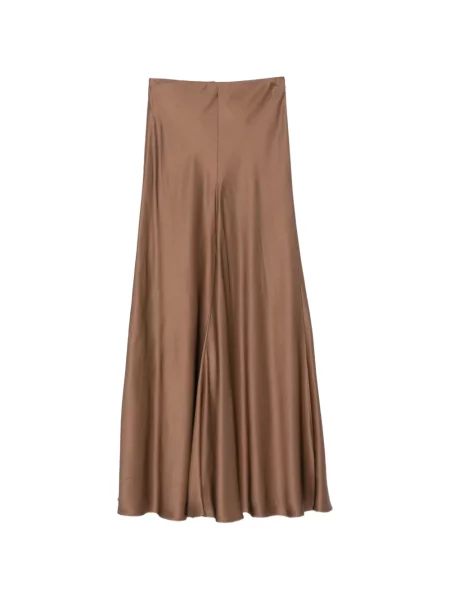 Fusta maxi Brunello Cucinelli de mătase maro