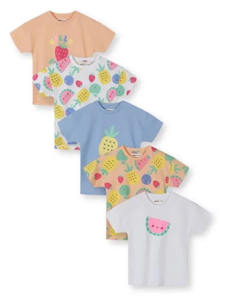 MINOTI Tricou opal / verde deschis / portocaliu caisă alb