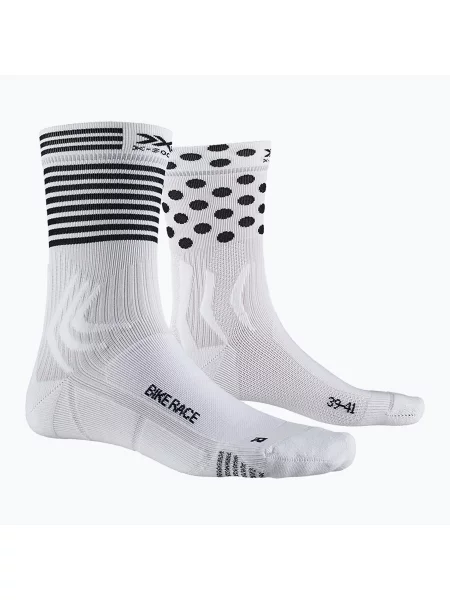 Велошкарпетки X-Socks Bike Race artcic білий/крапка/смужка білі