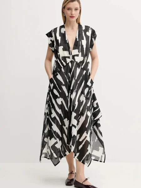 MMC STUDIO sukienka midi oversize TROPIC czarny