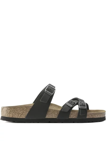 Sandale Birkenstock din piele cu cataramă negru
