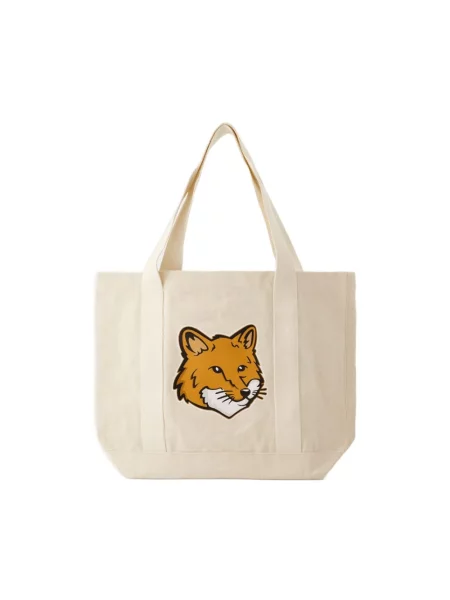 Torebka Maison Kitsune z nadrukiem beżowa