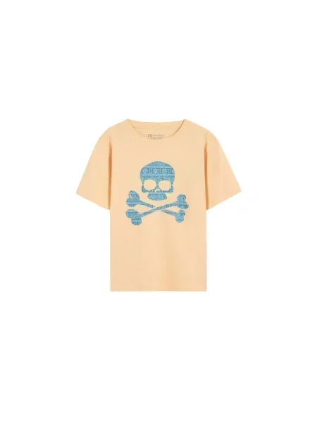 Scalpers Tricou Ikat Skull azur / piersică portocaliu