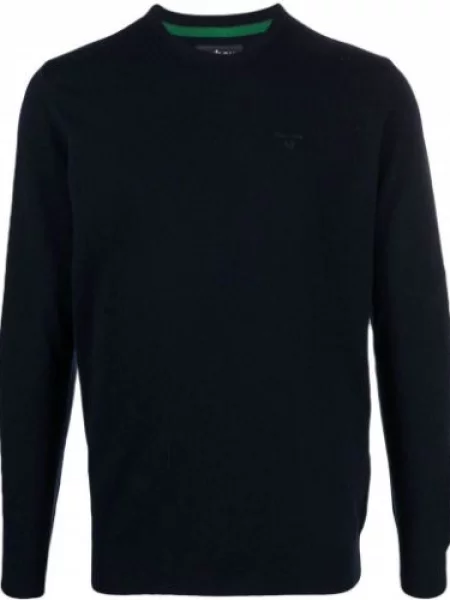 Pulover Barbour cu broderie de lână albastru