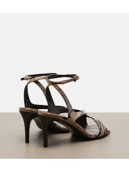 Sandale Khaite din piele cu model piele de șarpe bej