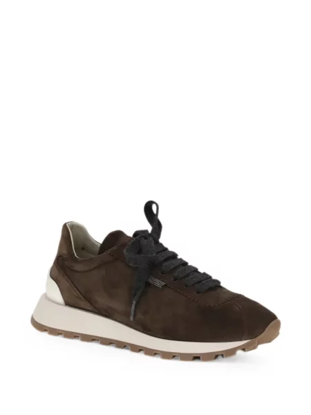 Fűzős csipkés sneaker Brunello Cucinelli barna
