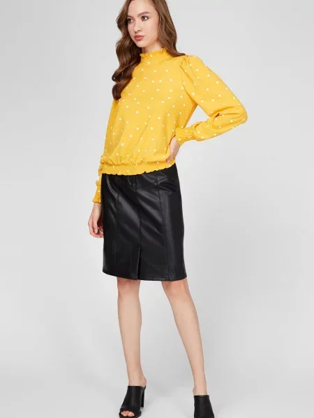 Блуза Naf Naf в горошок жовта