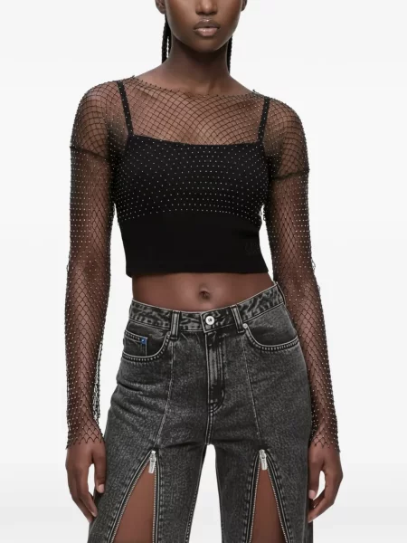 Top Karl Lagerfeld Jeans plasă negru