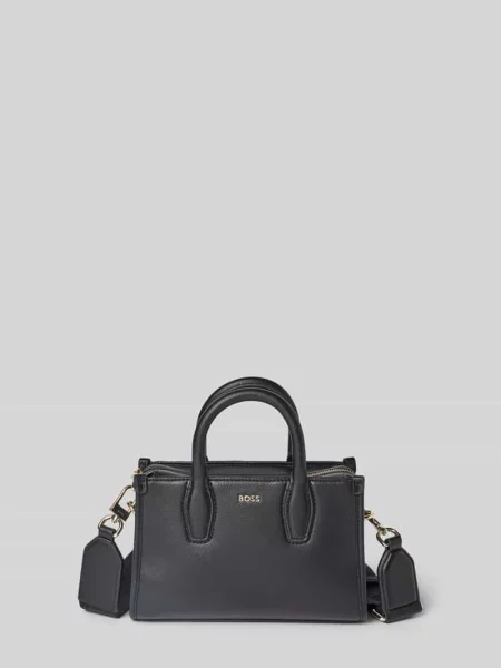 Torba tote mini z aplikacją z logo z metalu model ‘SANDY’ czarna