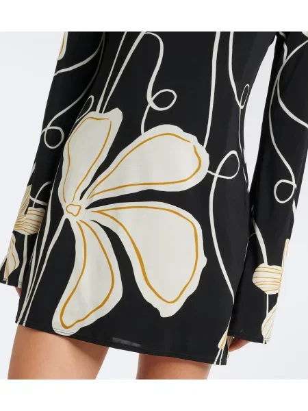 Rochie Cala De La Cruz cu model floral negru