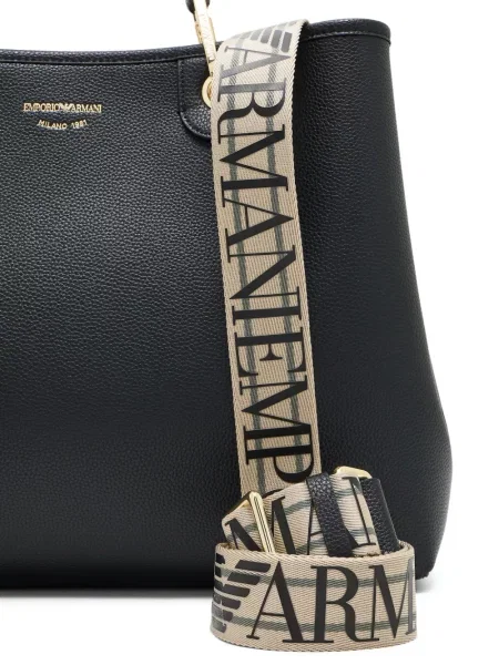 Кожена чанта Emporio Armani черно