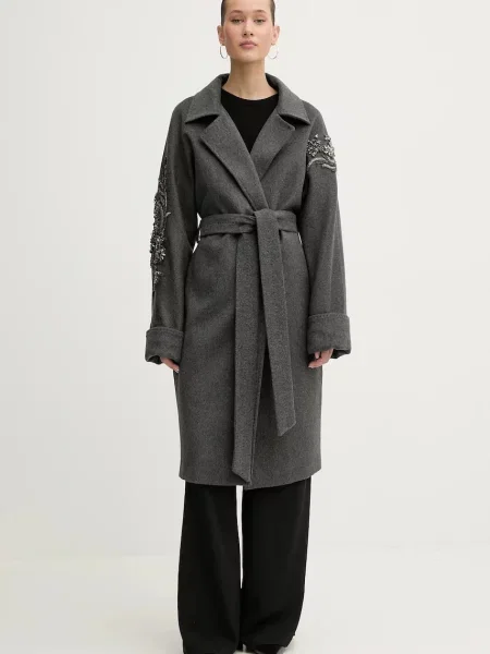 Палто с вълна Blugirl Blumarine сиво
