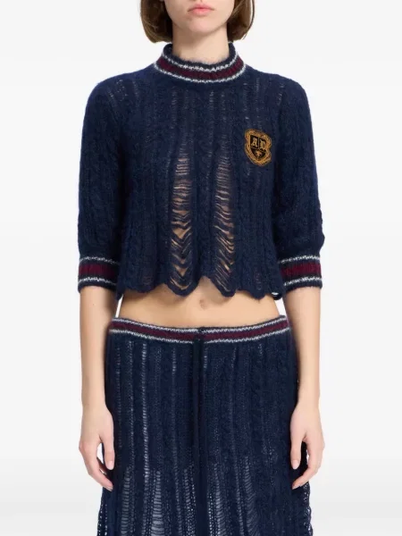 Pulover Ann Demeulemeester zdrențuiți albastru