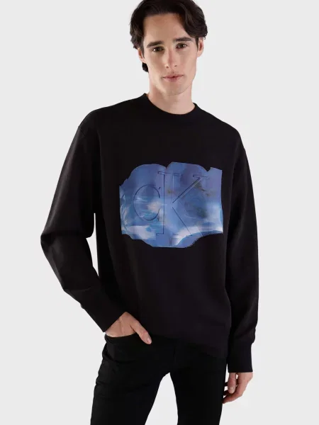 Світшот Calvin Klein Jeans в квіточку чорний