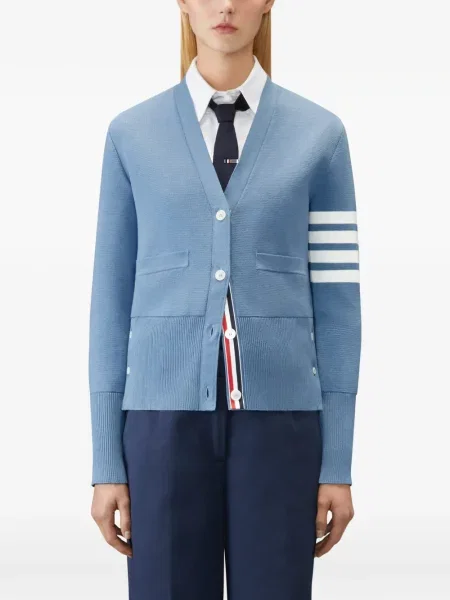 Cardigan Thom Browne cu decolteu în V albastru