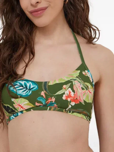 Top Liu Jo cu model floral cu imagine cu gât halter verde